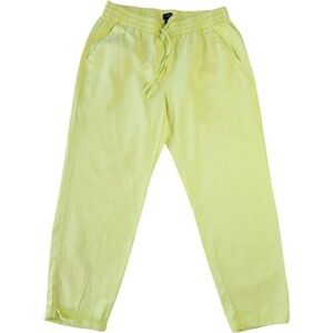 J.Crew factory bright neon yellow linen cotton blend pants size 8